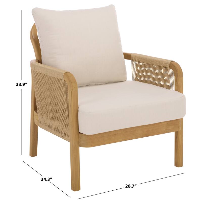 SAFAVIEH Couture Rogers Teak & Hyacinth Chair - 29"W x 34"D x 34"H