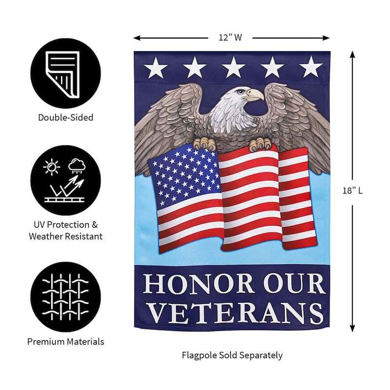 Honor Our Veterans Suede Garden Flag