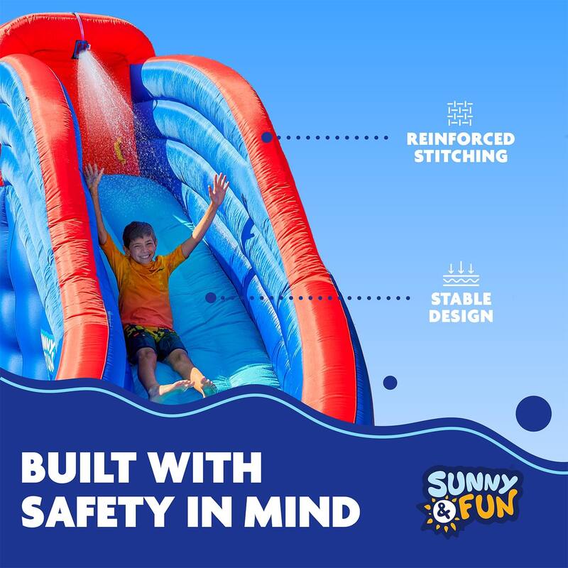 Sunny & Fun Deluxe Adventure Inflatable Water Slide Park - Blue