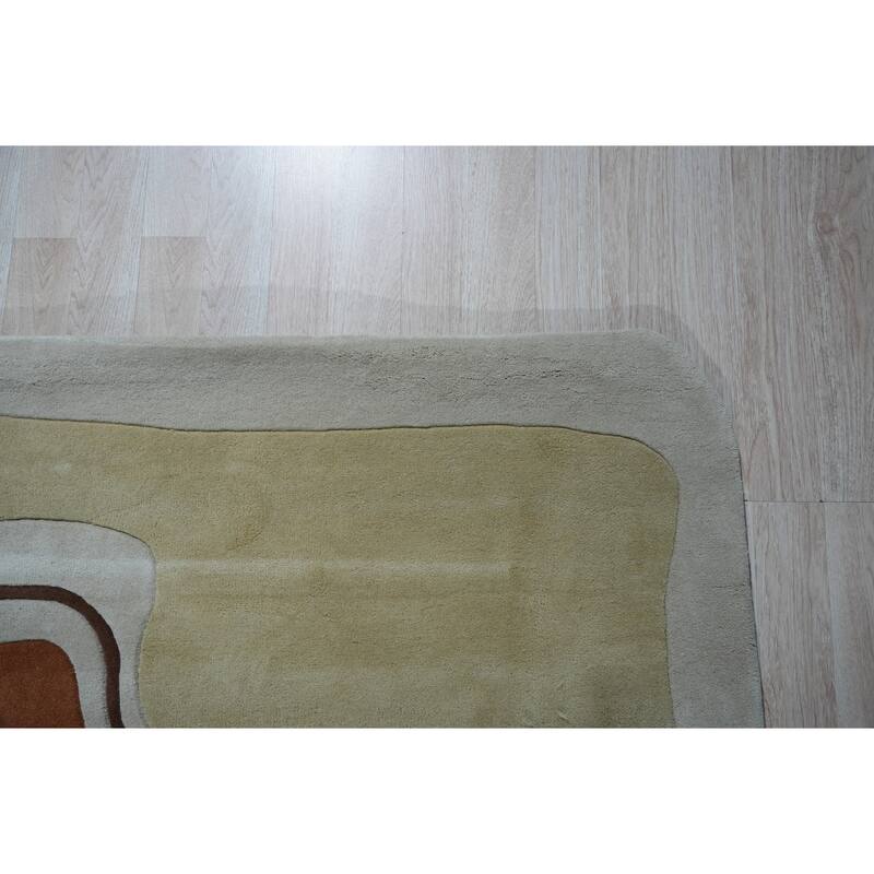 Blue Hand-Tufted Wool Contemporary Modern Area Rug - Modern Sophistication and Luxurious Design