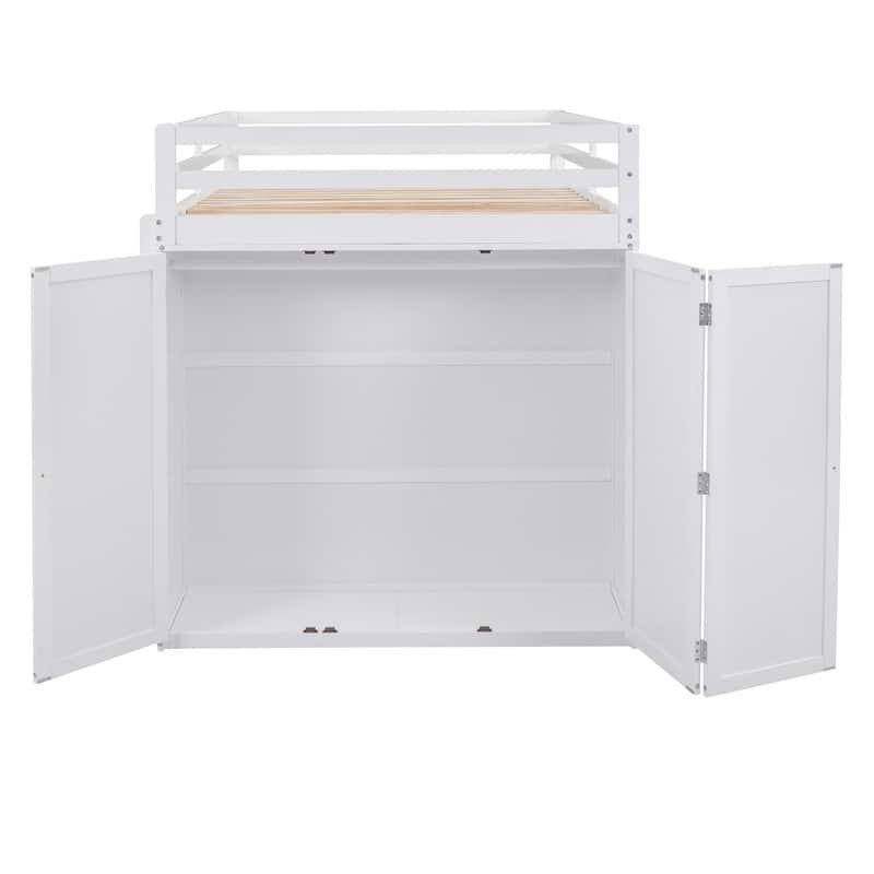 Full Size Loft Bed with Drawers, Wood Full Loft Bed with Desk
