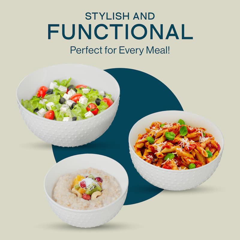 Gibson Elite 3 Piece Mixing Bowl Set - 6.6" (46oz) 7.9" (74oz) and 9.6" (147oz)