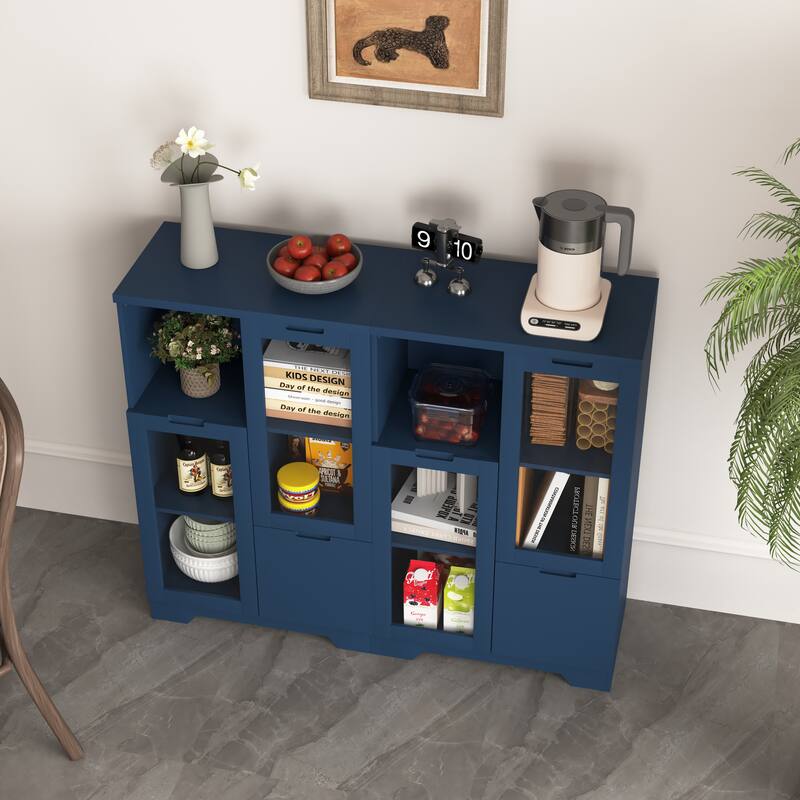 Modern Living Room Storage Cabinet with Doors and Shelves/Drawers,4 Colors