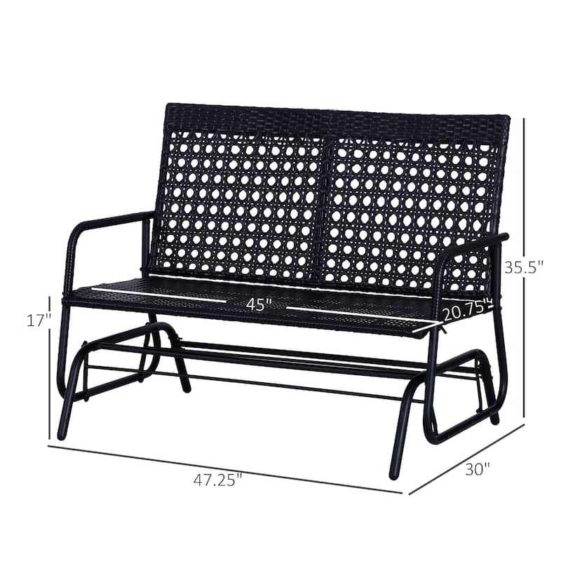 GDFStudio - Adrian Handwoven Outdoor Wicker Glider Bench Smooth Rocking Loveseat