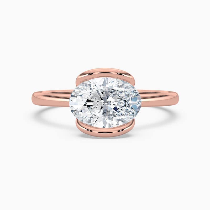 Auriya 14K Gold Lab Grown Diamond Oval East-West Large Loop Solitaire Engagement Ring 1.00 - 5.00ct. tw. (F-G, VS) - 1.50 carats - 9 - Rose
