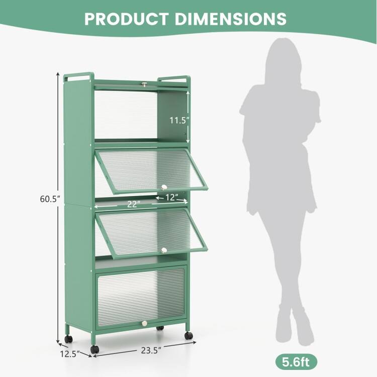 5-Tier Kitchen Baker's Rack with Flip-up PC Doors - 23.5" x 12.5" x 60.5" (L x W x H)