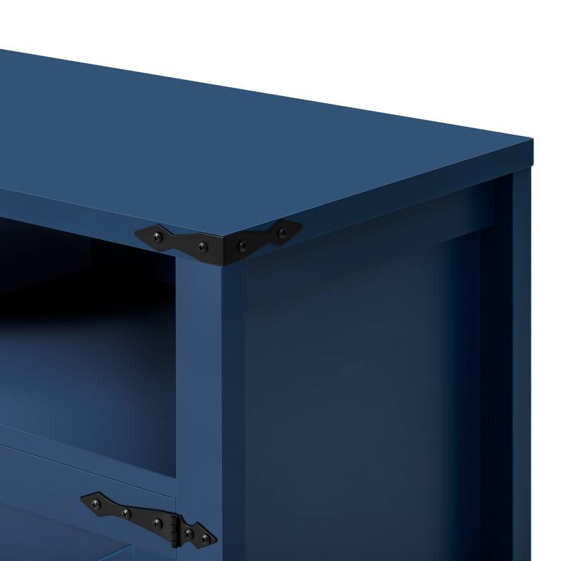 4-Door Wooden Sideboard, Buffet Cabinet with Power Outlets & USB Ports, Storage Cabinet with Adjustable Shelves & Open Shelves