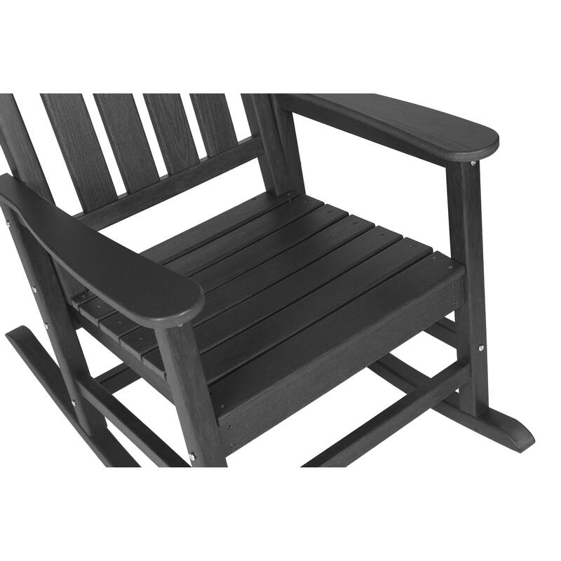 Outdoor Rocking Chair Set with Side Table, 3-Piece Rocking Chair Set with Wood-Texture,All Weather-resistant