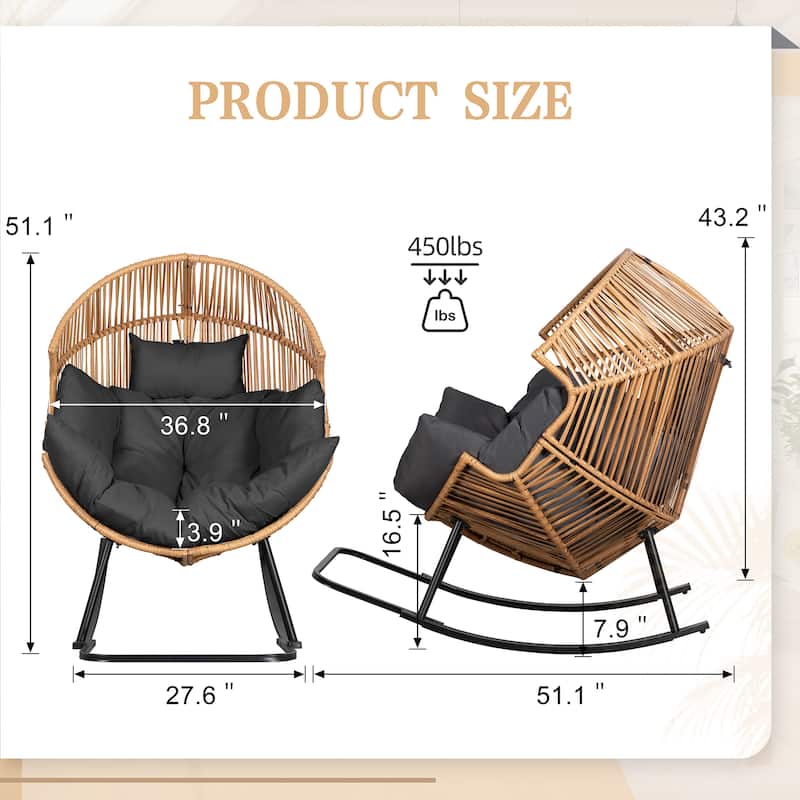 Futzca Wicker rocking egg chair (with cushions)