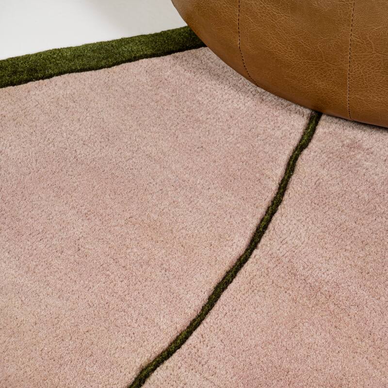 JONATHAN Y Retro Coastal Geometric Border Handwoven Wool Area Rug