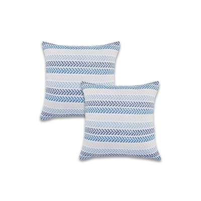 Sevita Blue Chevron Natural Cotton SquareThrow Pillow, Set of 2 or 4
