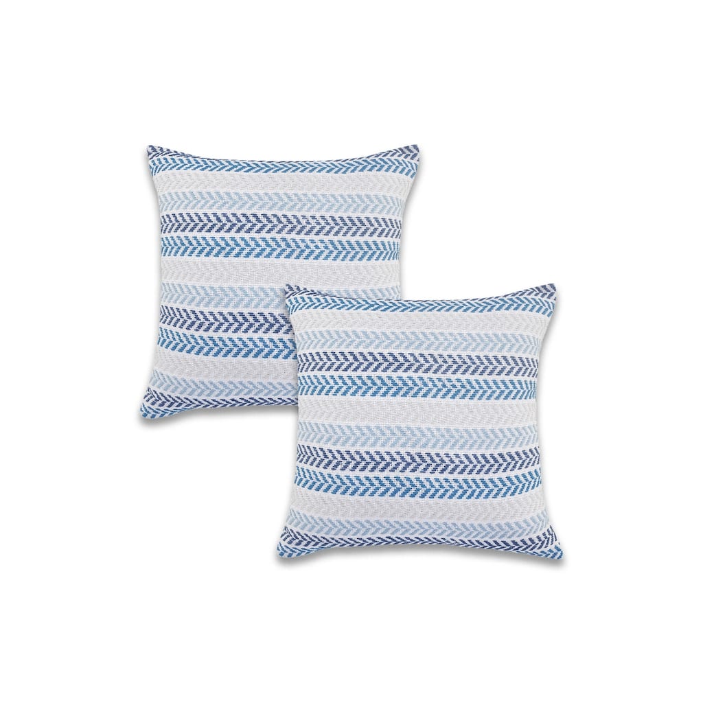 Sevita Blue Chevron Natural Cotton SquareThrow Pillow, Set of 2 or 4