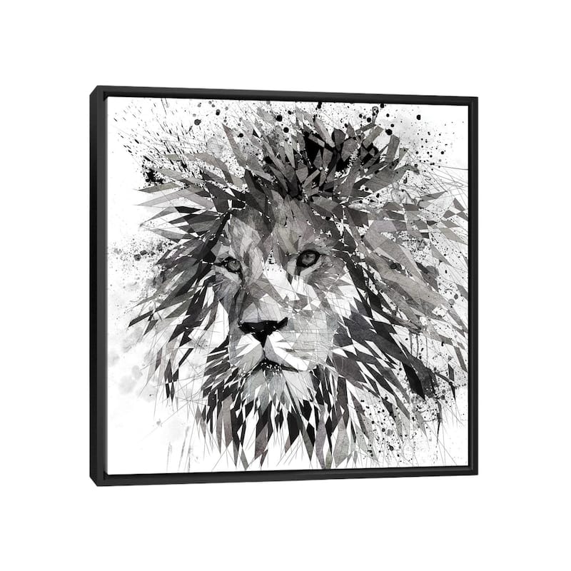 iCanvas "Lion Black And White" by Katia Skye Framed - Black - 26x26