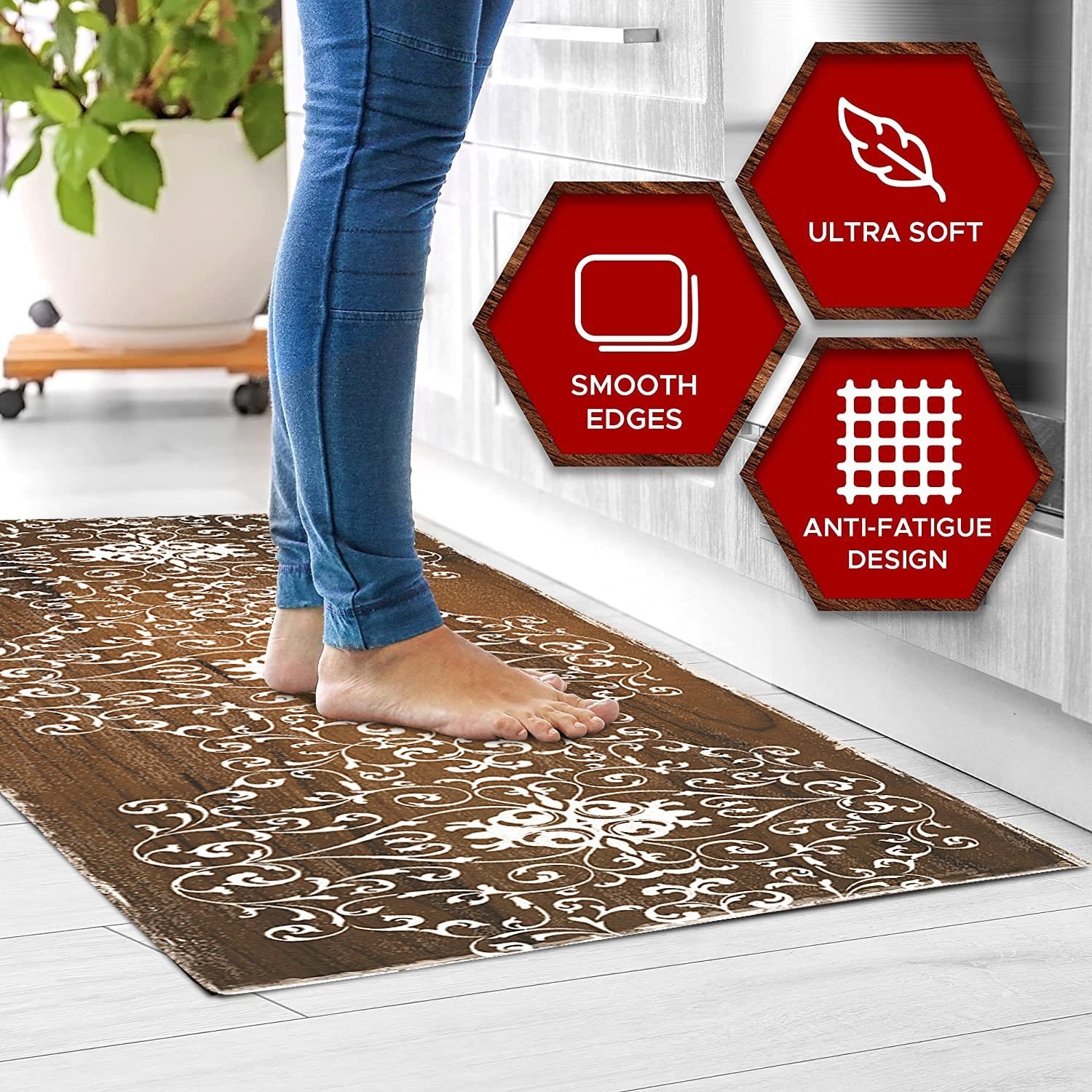 J&V TEXTILES Kitchen Mat Cushioned Anti Fatigue Floor Mat,19.6x55, Thick  Non Slip Waterproof Kitchen Rugs and Mats, - On Sale - Bed Bath & Beyond  - 38935876