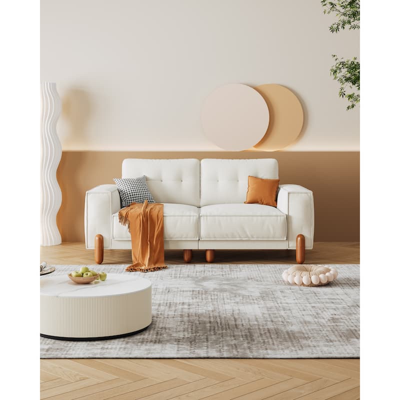 Modern Upholstered Sofa Tufted Couch with Square Arm