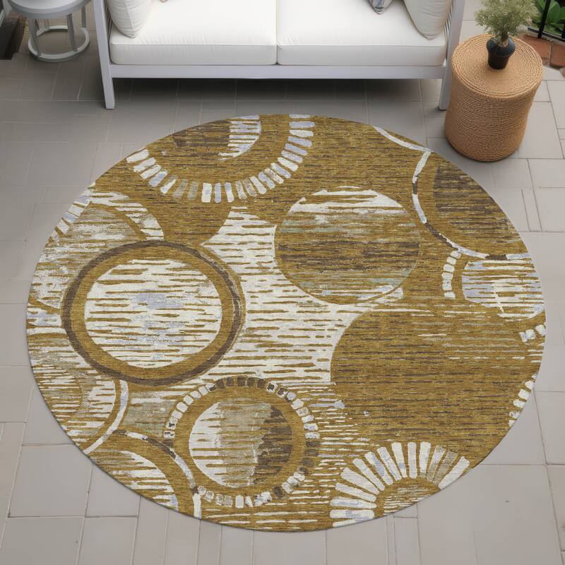 Machine Washable Indoor/ Outdoor Modern Grover Chantille Rug - Walnut - 8' x 8'