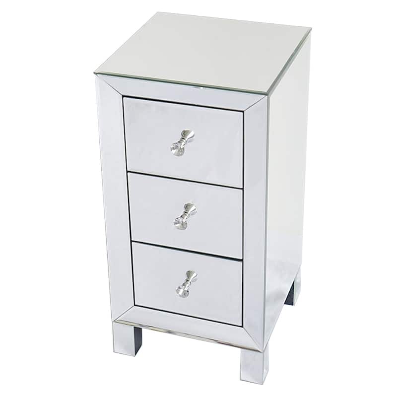 Mirror Face Sliver 3-Drawer Nightstand