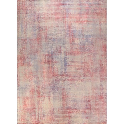 Colorful Abstract Indian Area Rug Hand-Knotted Wool Carpet - 8'11"x 11'9"