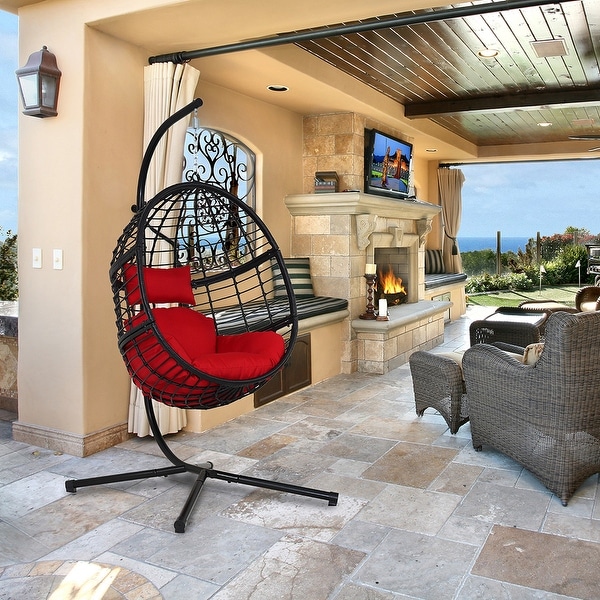 Wicker basket shop swing chair