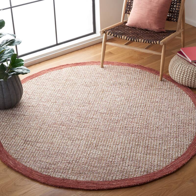 SAFAVIEH Handmade Metro Janin Wool Rug - 6' Round - Ivory/Red