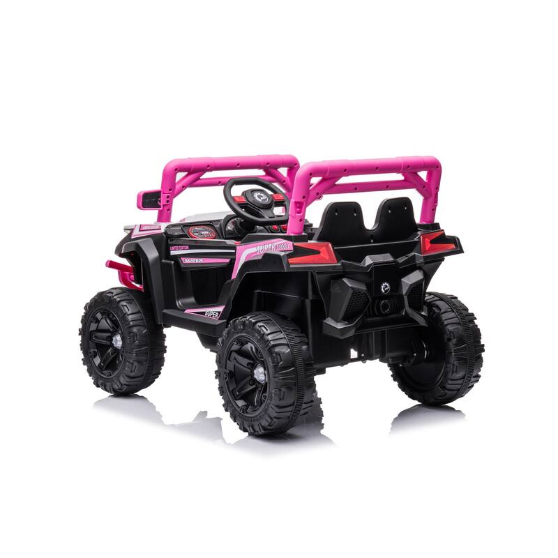 12V Battery-Powered Ride-On Car for Kids with Remote Control, 4 Motors, LED Lights, Music, Swing,Girls