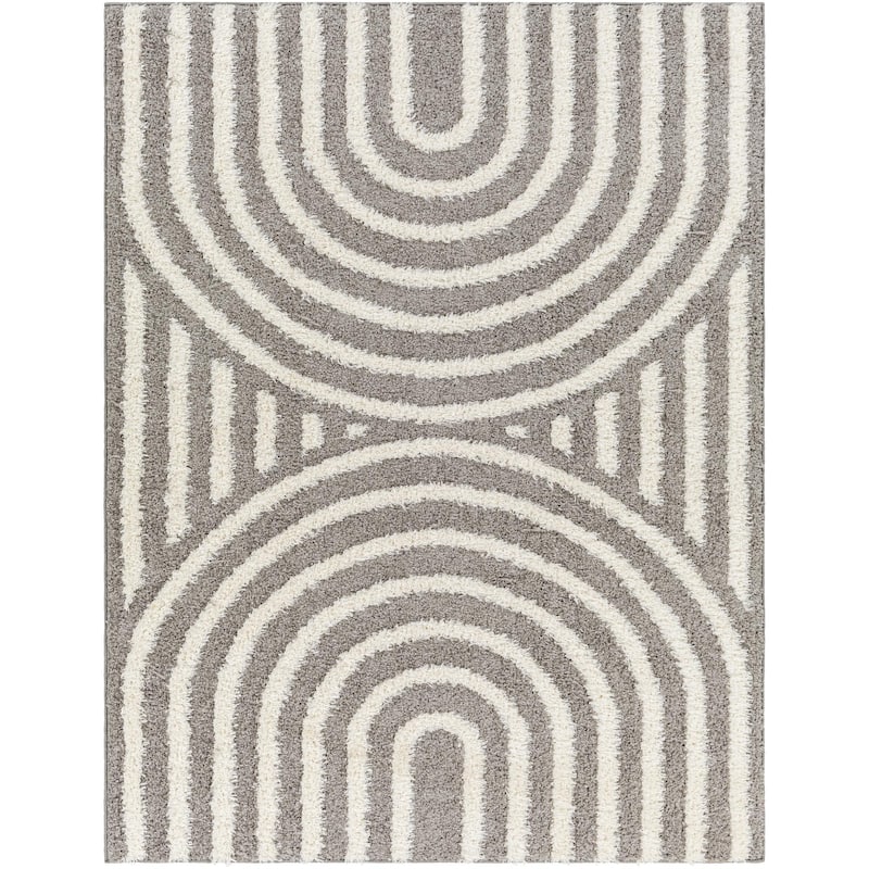 Livabliss Rodos Mod Neutral Rainbow Plush Area Rug