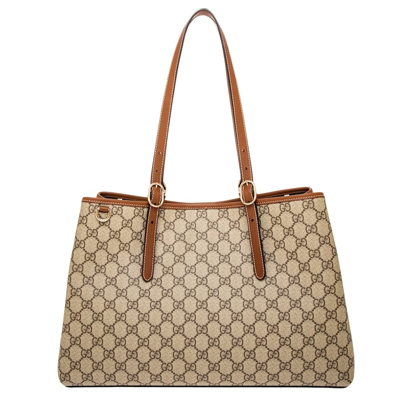 Gucci GG Emblem Large Tote Bag - Beige and Brown