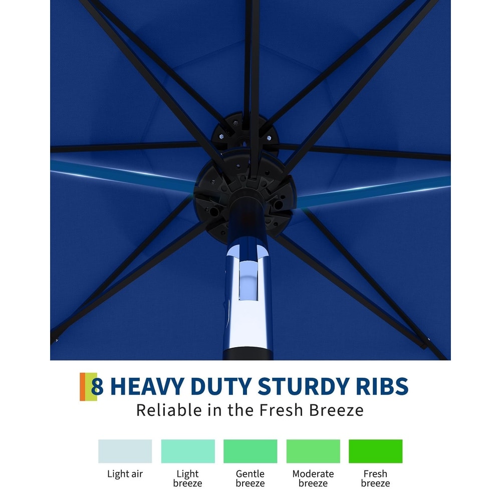Coromose 9FT Outdoor Patio Umbrella, 8 Sturdy Ribs, with 32 LED Lights