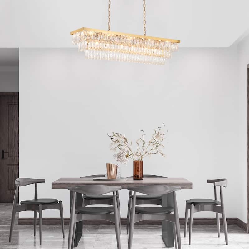 16-Light Gold Metal Chandelier With Clear Crystal