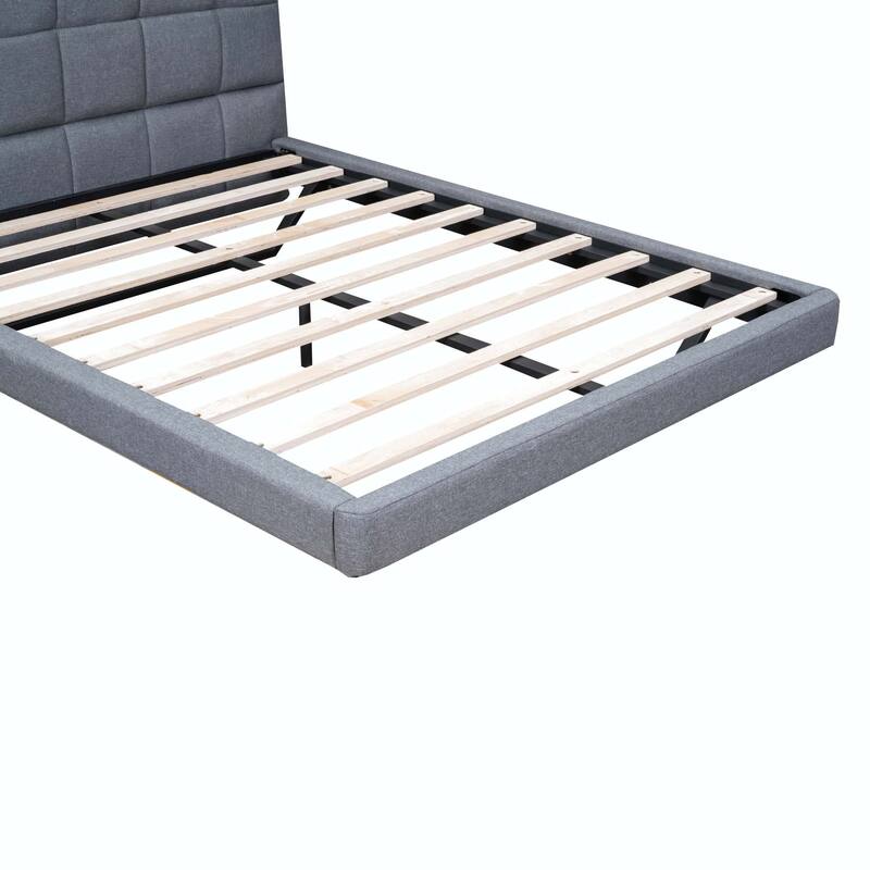 Full Size Upholstered Platform Bed with LED Lights