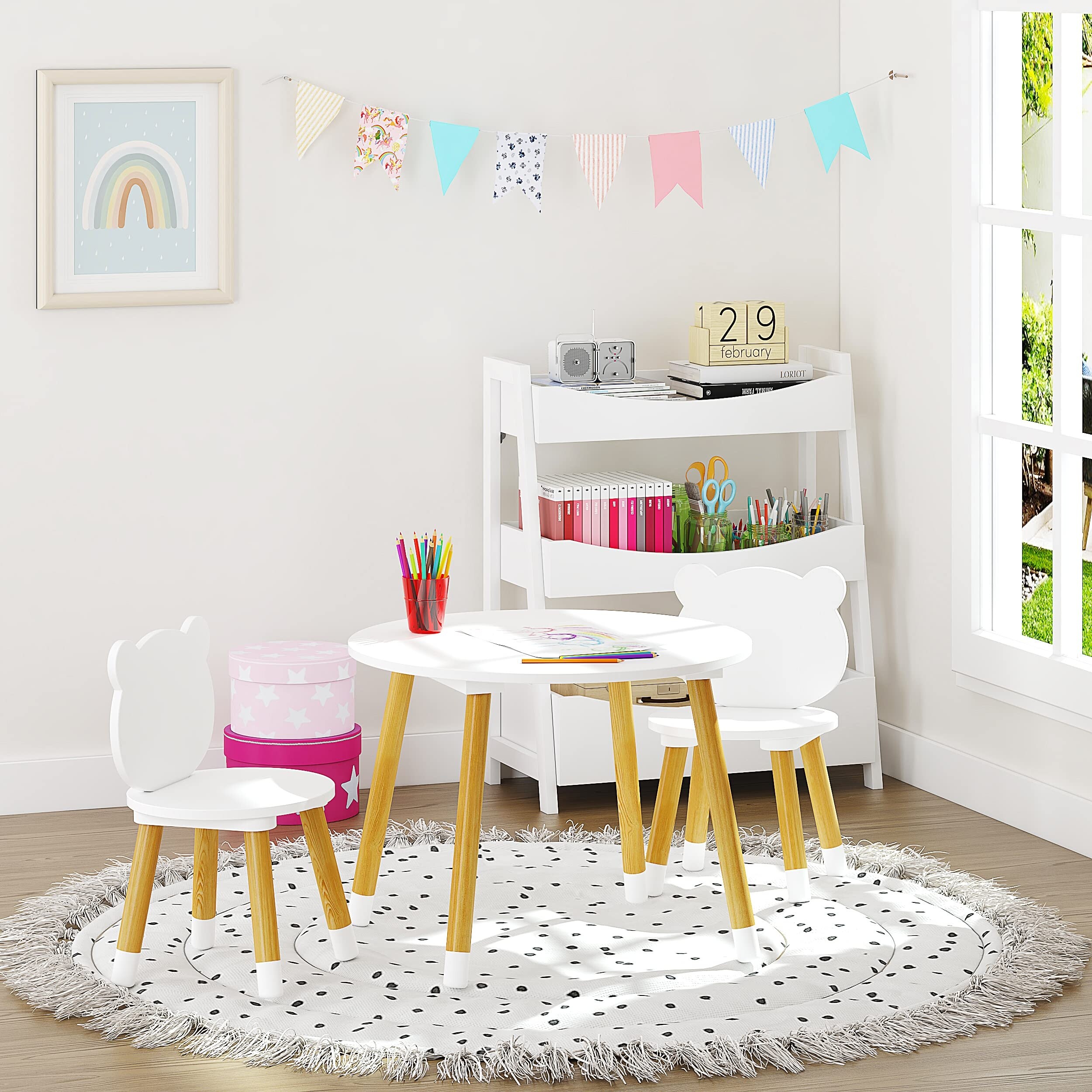 Kids 3 piece round sales table and chair set