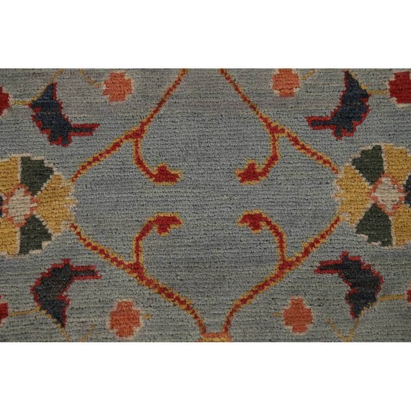 Light Blue Oushak Oriental Runner Rug Handmade Wool Carpet - 2'9" x 10'5"