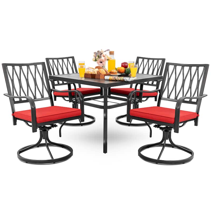 Nuu Garden Outdoor 5-piece Dining Set with Swivel Chairs and Cushions