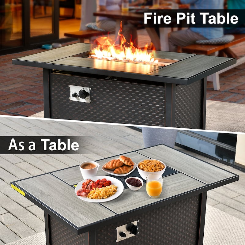 OVIOS 7-piece Patio Swivel Chair Set with 42" Fire Table