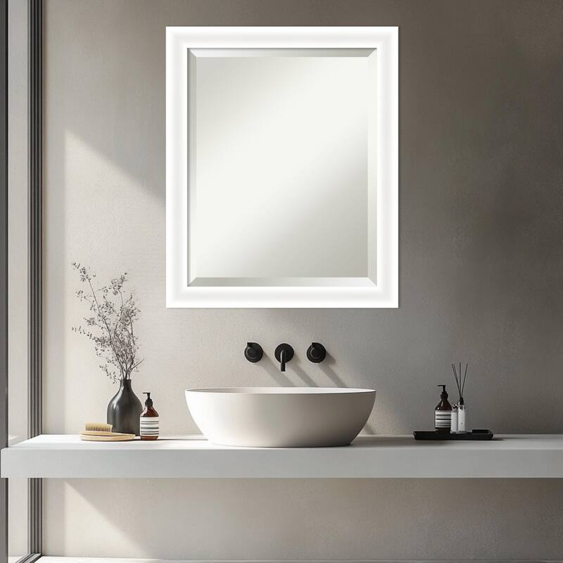 Oliver Narrow Beveled Wood Framed Bathroom Vanity Wall Mirror