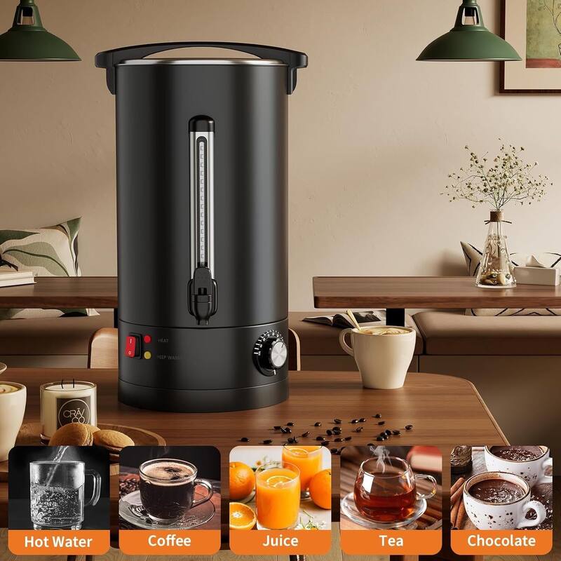 Double Wall Commerical Coffee Urn, Hot Coffee Dispenser, Black