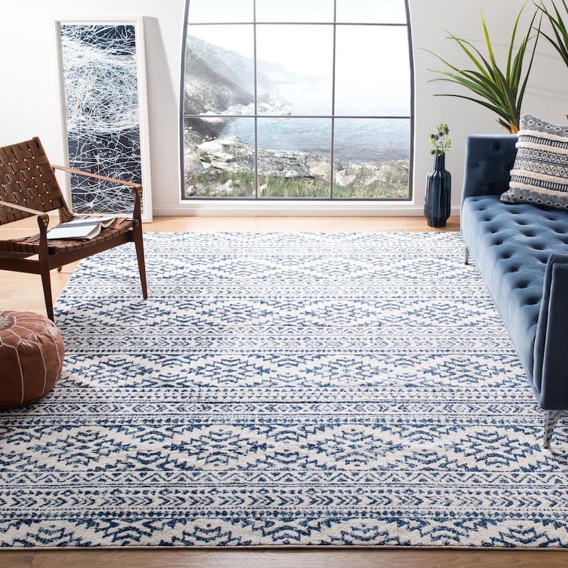 SAFAVIEH Tulum Bora Moroccan Boho Chic Area Rug - 12' x 15' - Ivory/Navy