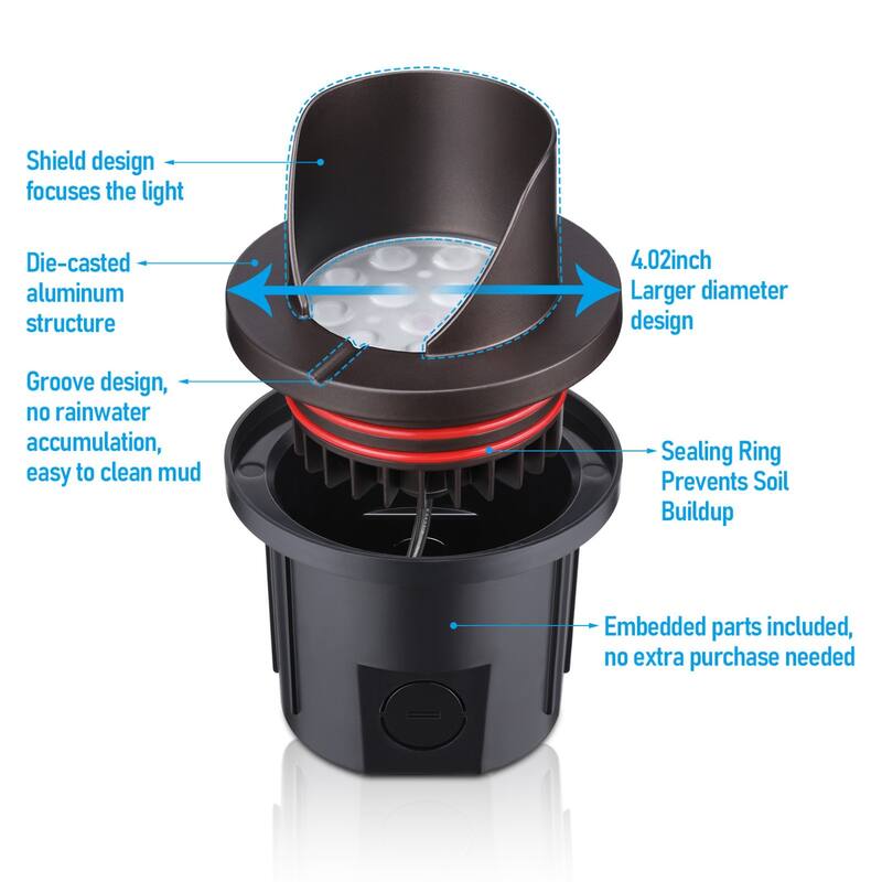 6 Pack Landscape 5W Shielded Well Light Low Voltage 5CCT Selectable