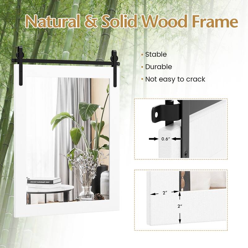 Costway 30''x22'' Wall Mount Mirror Decor Vanity Mirror Wood Frame - See Details