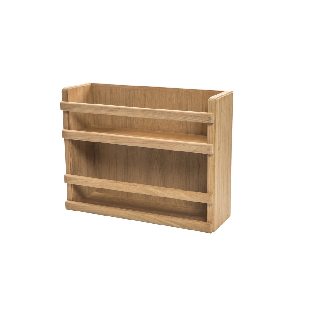 HomeRoots Wall Mounted 13.13 " Wood Spice Rack - 13.13 in. x 10.13 in. x 4.25 in.