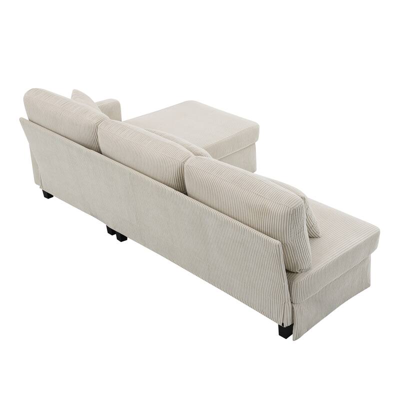 Interchangeable Chaise L-Shaped Sofa with Skirted Design for Living or Guest Rooms