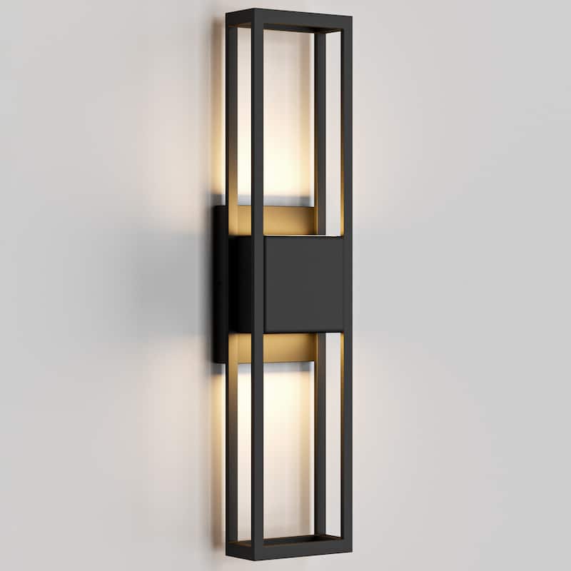Modern Rectangle Matte Black LED Wall Sconce Outdoor Waterproof