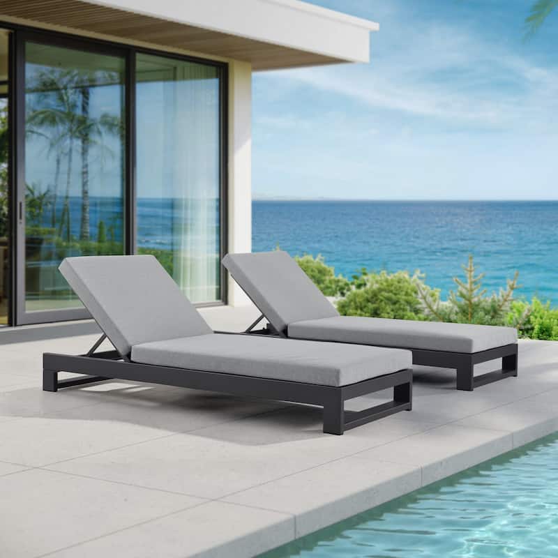 KOVA Minimalist Aluminum Outdoor Chaise Lounge (Set of 2)