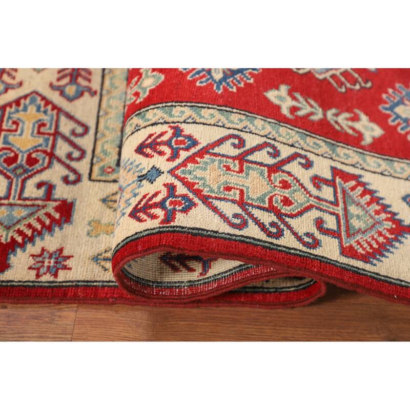 Traditional Red Kazak Foyer Rug Handmade Wool Carpet - 3'4" x 4'11"