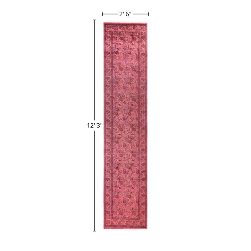 Overdyed One-of-a-Kind Hand-Knotted Area Rug - Pink - 2' 6" x 12' 3"