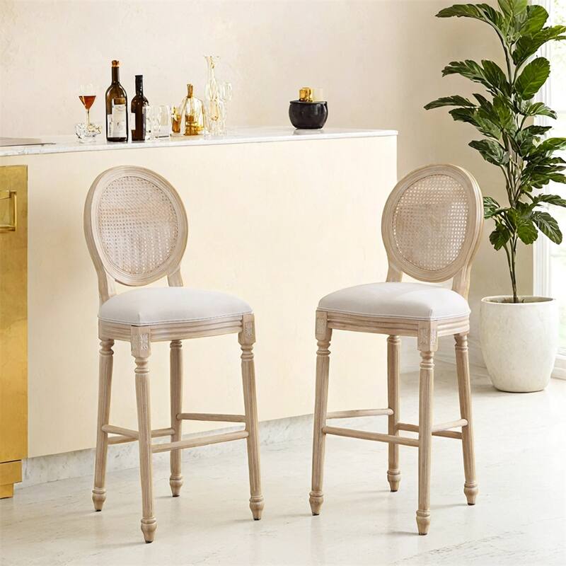 26'' Height Bar Chairs Set of 2,Upholstered Chairs with Round Back