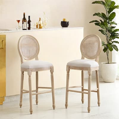 26'' Height Bar Chairs Set of 2,Upholstered Chairs with Round Back