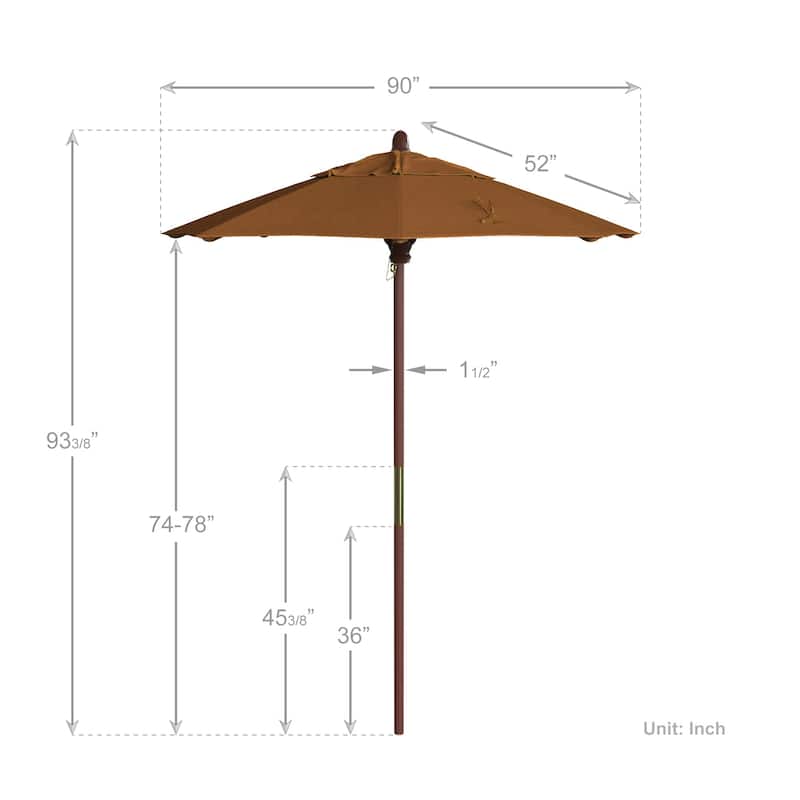 Port Lavaca 7.5ft Round Sunbrella Wooden Patio Umbrella by Havenside Home, Base Not Included