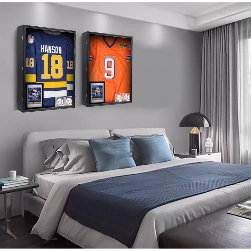 Jersey Frame Display Case, XL Jersey Display Case, with 2 Baseball Case and 1 Photo Frame