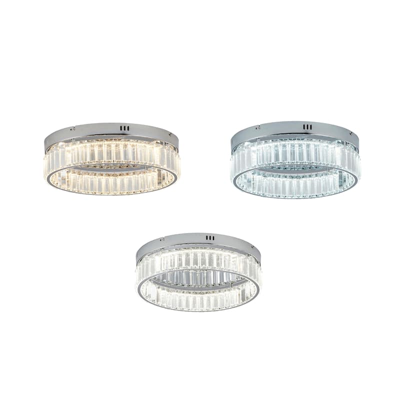 Transitional 1-Light Chrome Crystal LED Flush Mount